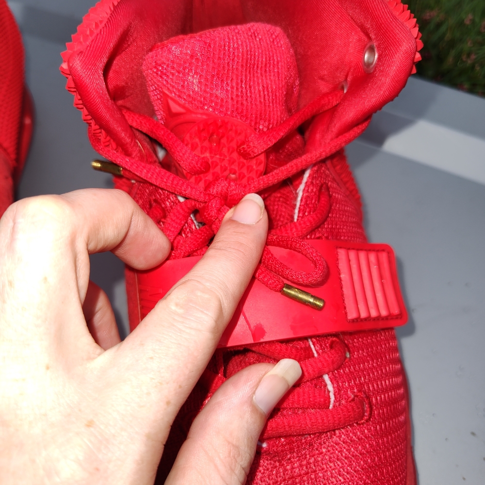 Nike Red High-Top Sneakers With Velcro Front. - Picture 8 of 9